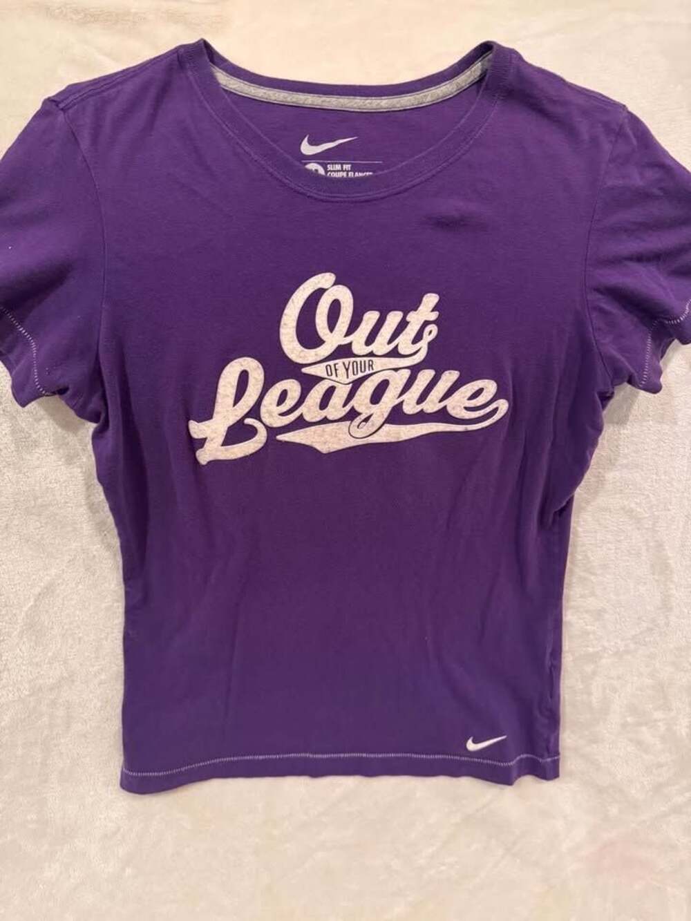 Womens Nike “Out of Your League” Purple Graphic T-Shirt Medium